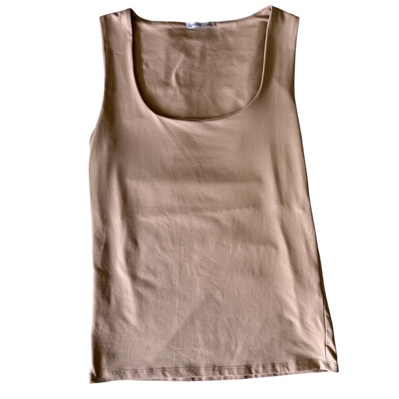ZARA Taupe Cowl Neck Sleeveless Tank Top W/B Collection Size Large - Picture 3 of 5